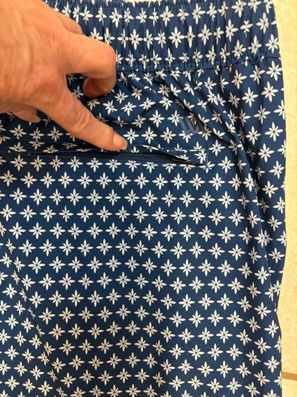 Men's VRST Navy Patterned Swim Shorts - Picture 5 of 6